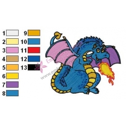 Happy Blue Dragon Embroidery Design